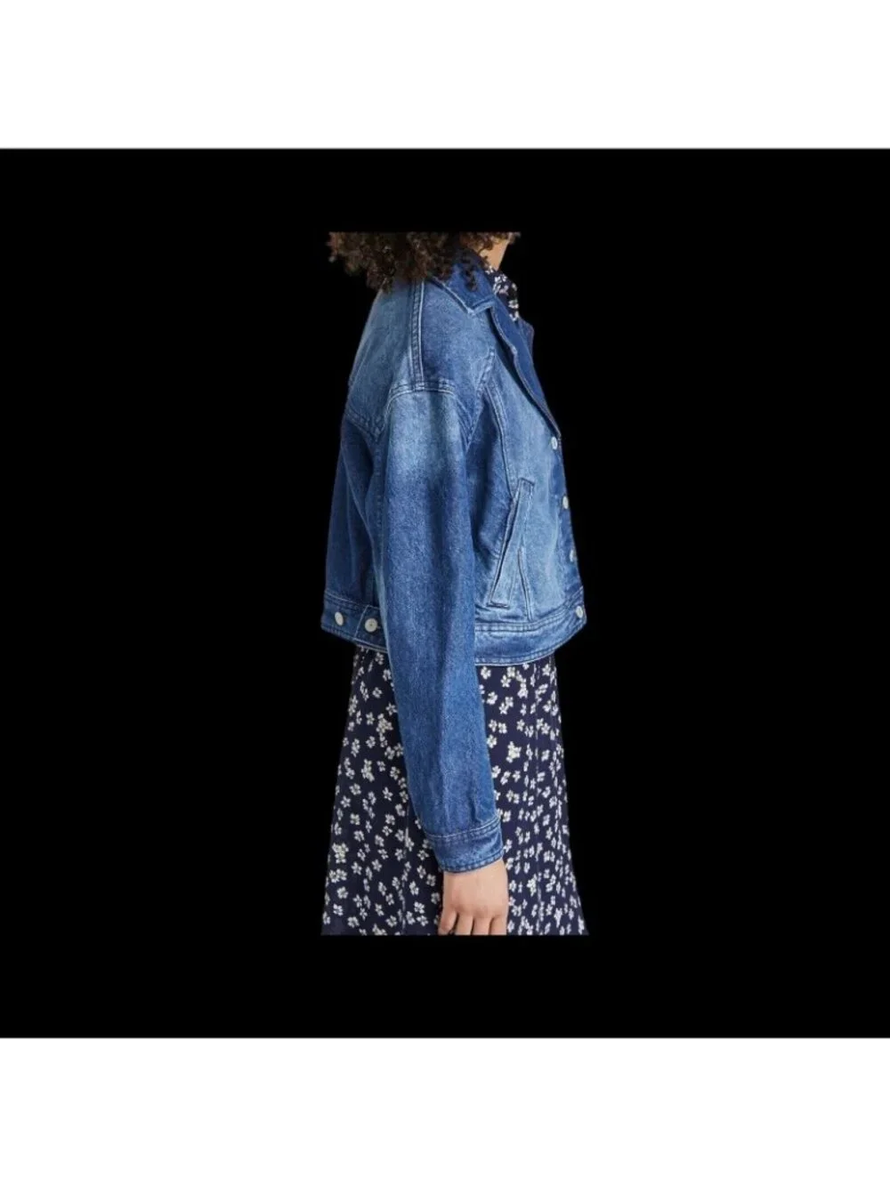 Free People Oversized Blue Trucker Denim Jacket for Women Size Large, Brand New - Picture 4 of 5